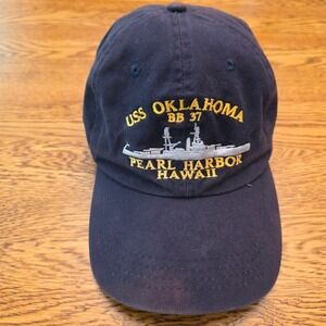 USS Oklahoma BB 37 Pearl Harbor Navy Blue Cotton Hat OSFM Pacific Historic Parks